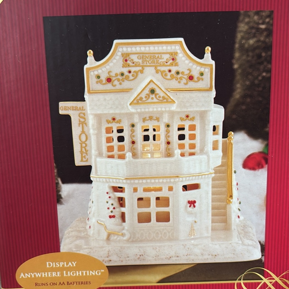 Mistletoe Park Village Ceramic General Store Decor with Gold Accents - Picture 3 of 11